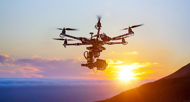 drone above mountain