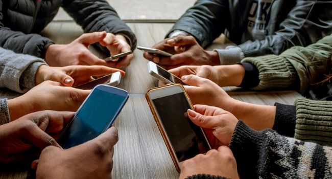people using phones